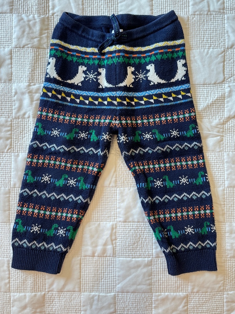 GAP Navy Knit Baby Pants with Yellow, Orange, Green and Blue Accents